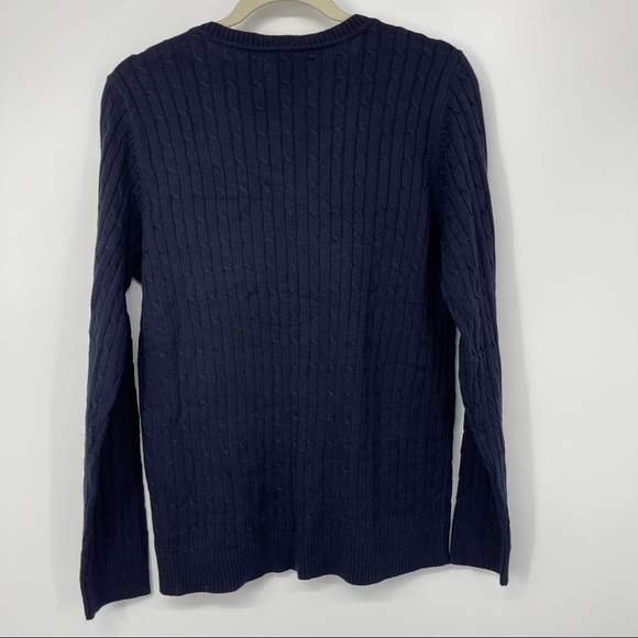 CROFT & BARROW V-NECK BLACK SOFT LONG SLEEVE BRAIDED DESIGN SWEATER MEDIUM - Picture 2 of 3